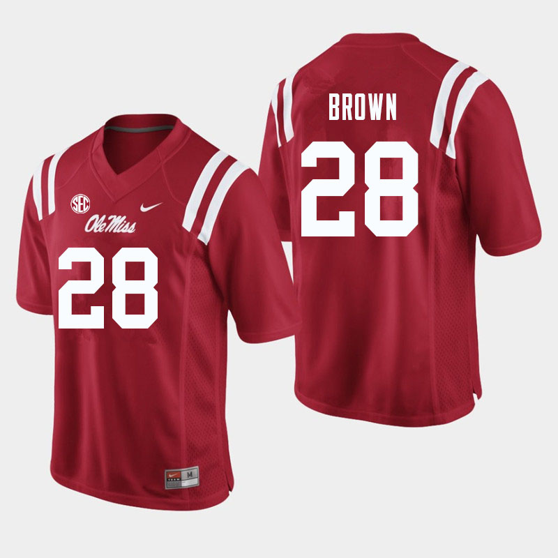 Ole Miss Rebels #28 Markevious Brown College Football Jerseys Sale-Red